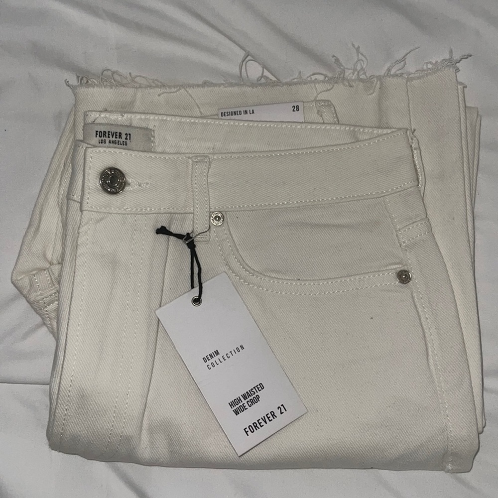 High Waisted Wide Crop Jeans